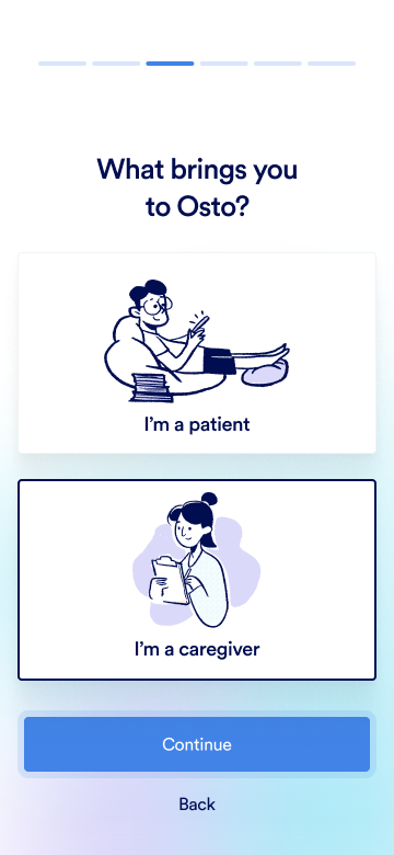OSTO onboarding screen